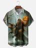 Moisture-wicking Halloween Bigfoot vs. Alligator Pumpkin Pocket Casual Shirt