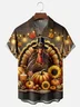 Moisture Wicking Thanksgiving Turkey Chest Pocket Hawaiian Shirt