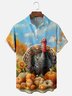 Moisture-wicking Thanksgiving Turkey Pumpkin Chest Pocket Casual Shirt