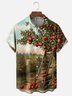 Moisture-wicking Harvest Apple Tree Thanksgiving Chest Pocket Casual Shirt