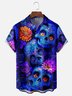 Moisture-Wicking Day Of The Dead Gradient Skull Floral Chest Pocket Hawaiian Shirt