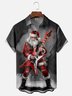 Tall Size Moisture-wicking Christmas Santa Claus Rock Music Chest Pocket Casual Shirt