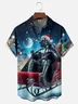 Moisture-Wicking Christmas Star Santa Hat Sled Chest Pocket Hawaiian Shirt