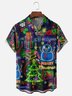 Moisture-wicking Christmas Snowman Chest Pocket Casual Shirt