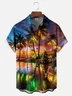 Moisture-wicking Christmas Palm Tree Chest Pocket Hawaiian Shirt