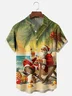Moisture-wicking Christmas Santa Claus On Vacation Chest Pocket Hawaiian Shirt