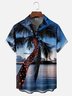 Moisture-wicking Christmas Palm Chest Pocket Casual Shirt