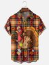Moisture-Wicking Thanksgiving Runner Turkey Checkered Maple Leaf Pocket Hawaiian Shirt