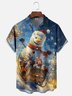 Moisture-wicking Christmas Snowman Chest Pocket Casual Shirt