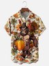 Moisture-Wicking Thanksgiving Bigfoot Turkey Pumpkin Maple Leaf Chest Pocket Hawaiian Shirt