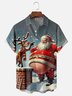Moisture Wicking Merry Christmas Funny Santa Elk Chest Pocket Hawaiian Shirt