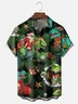 Moisture Wicking Merry Christmas Dinosaur Santa Chest Pocket Hawaiian Shirt