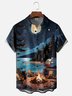 Moisture Wicking Outdoor Beach Scene Camper Campfire Chest Pocket Hawaiian Shirt
