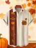 Moisture-wicking Thanksgiving Turkey Fun Pumpkin Chest Pocket Bowling Shirt