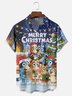 Moisture-wicking Christmas Tree Dog Cartoon Chest Pocket Casual Shirt