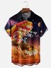 Moisture Wicking Thanksgiving Fun Turkey Cosmic Planet Chest Pocket Hawaiian Shirt