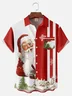Big Size Moisture-wicking Christmas Santa Claus Chest Pocket Bowling Shirt