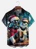 Big size Moisture-Wicking Christmas Star Robot Chest Pocket Hawaiian Shirt
